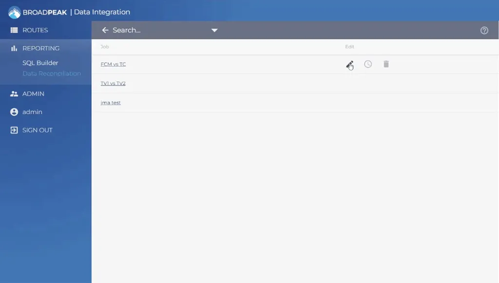 Screenshot of BroadPeak's Trade reconciliation solution in action