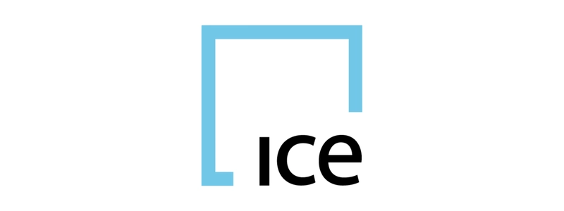 ICE logo with blue square mark