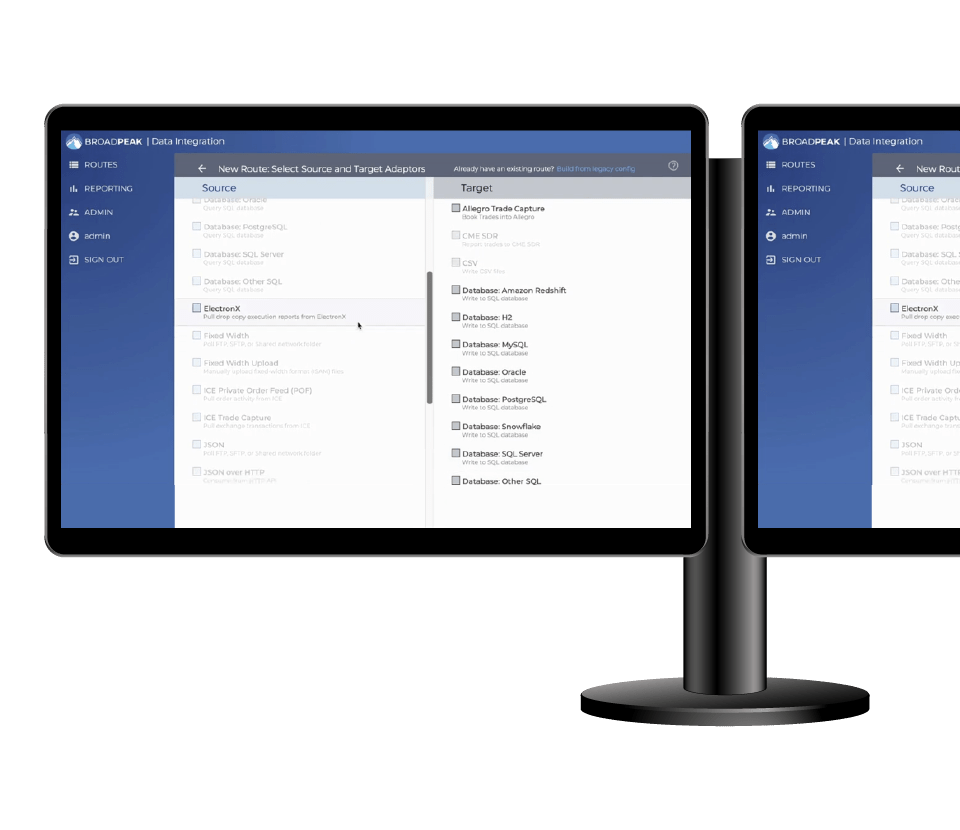 Screenshot of BroadPeak's Exchange Connectivity solution in action
