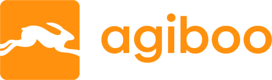 Agiboo logo with rabbit shaped mark in orange