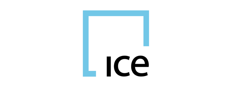 ICE logo with blue square mark