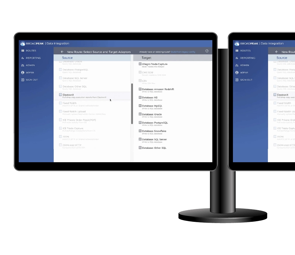 Screenshot of BroadPeak's Exchange Connectivity solution in action