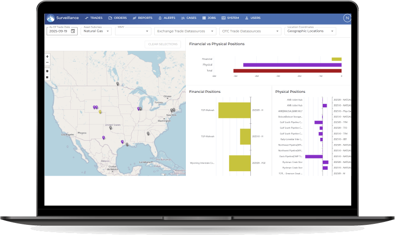 Laptop showing BroadPeak's Trade surveillance solution in action