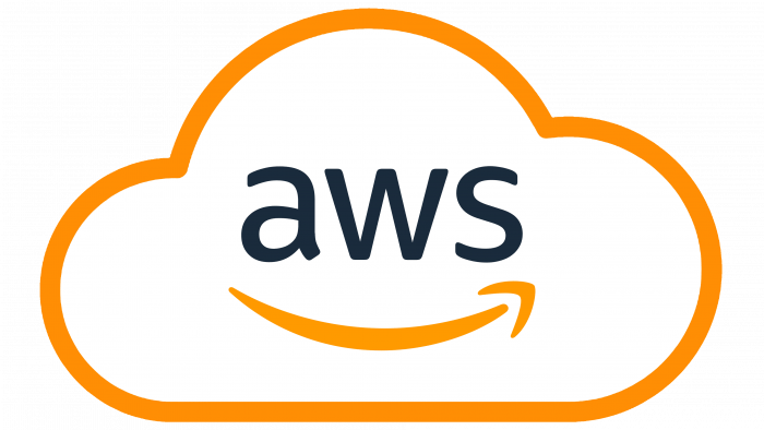 Amazon Web Services logo, white with orange outline