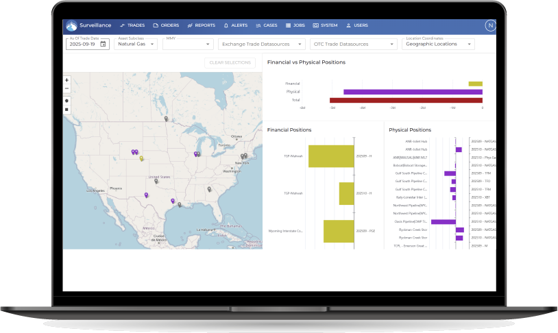 Screenshot of BroadPeak's Trade Surveillance product on latop